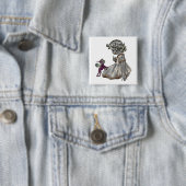 Paarse Fee Vierkante Button 5,1 Cm (In situ)