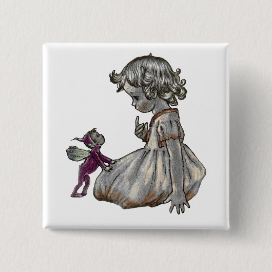 Paarse Fee Vierkante Button 5,1 Cm (Voorkant)