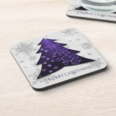 Paarse feestelijke kerstboom Kunststof Onderzetter (Linkerzijde)