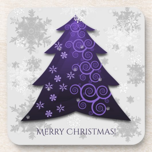 Paarse feestelijke kerstboom Kunststof Onderzetter (Voorkant)