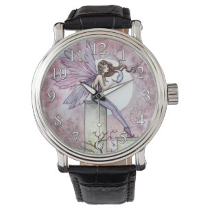 Paarse feiën met Little Moon Fantasy Art Horloge