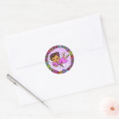  Paarse feier met hand Ronde Sticker (Envelop)