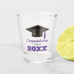 Paarse felicitaties aan de universiteit shot glas