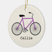 Paarse fiets gepersonaliseerd versieringsmiddel keramisch ornament (Links)