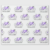 Paarse fiets met cycoloog Tekst op wit Cadeaupapier (Vlak)