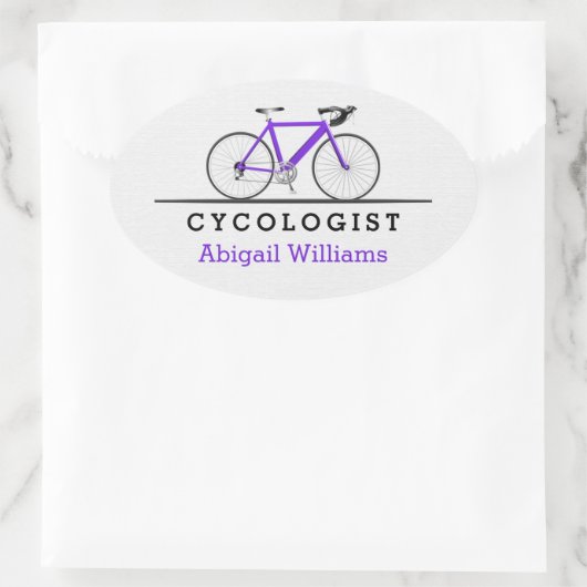 paarse fietsenfiets ovale sticker (Tas)