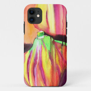 Paarse figuren origineel kunstdruppelschilderij va iPhone 11 hoesje