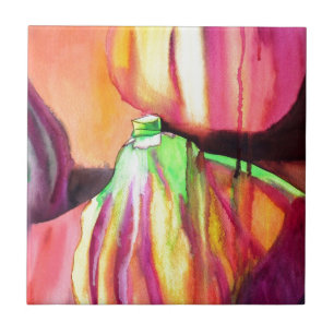 Paarse figuren origineel kunstdruppelschilderij va tegeltje