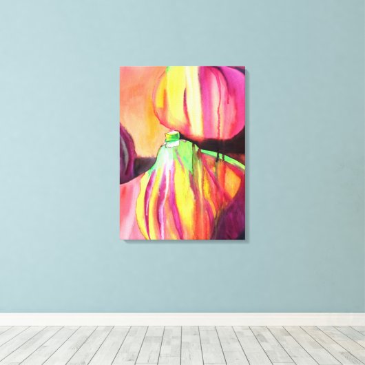 Paarse figuren waterverf origineel kunstdruppelsch canvas afdruk (Insitu (Houten vloer))