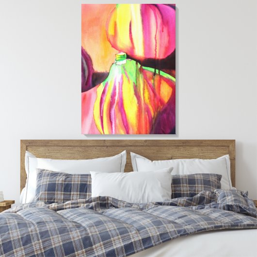 Paarse figuren waterverf origineel kunstdruppelsch canvas afdruk (Insitu (Slaapkamer))