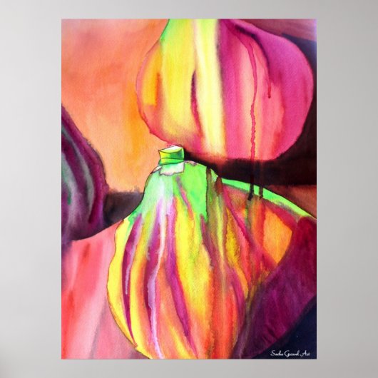 Paarse figuren waterverf origineel kunstdruppelsch poster (Voorkant)