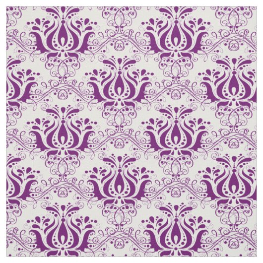 Paarse filigree damask stof (Swatch)