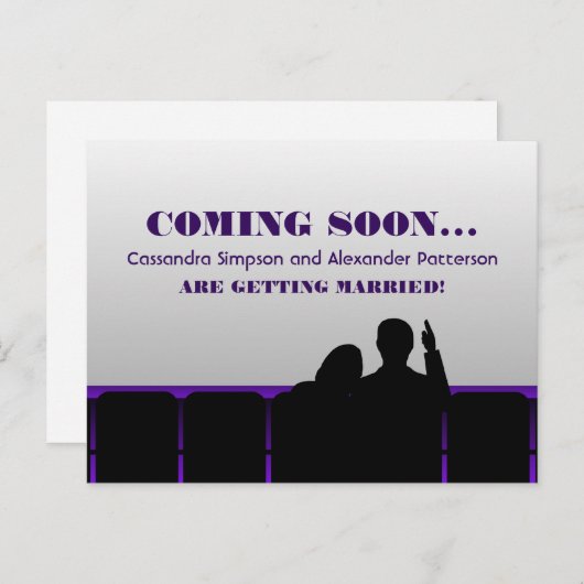 Paarse filmbioscoop Het Briefkaart Datum opslaan (Voorkant / Achterkant)