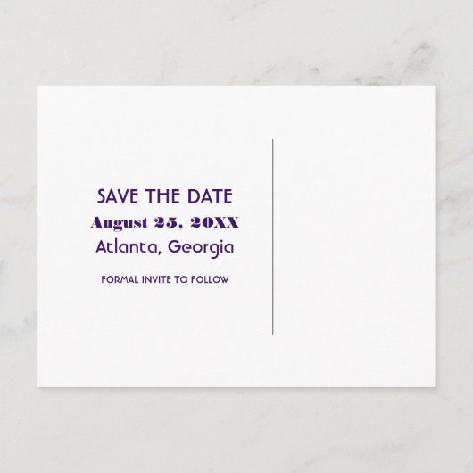 Paarse filmbioscoop Het Briefkaart Datum opslaan (Achterkant)