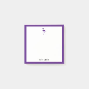 Paarse Flamingo en Rand op Wit met Naam Post-it® Notes