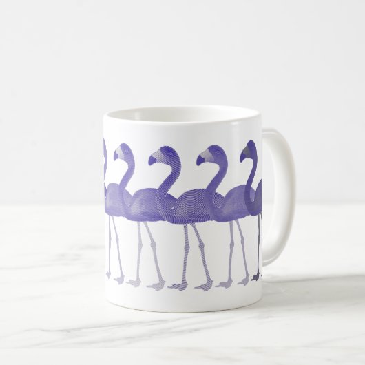 Paarse Flamingos Retro  koffie Mok (Voorkant rechts)