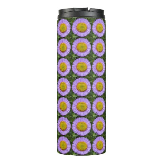 Paarse Fleabane Daisy Floral Pattern Thermosbeker (Achterkant)