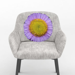 Paarse Fleabane Daisy Floral Rond Kussen