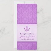 Paarse Fleur De Lis bruiloftsreceptie dinermenu Kaart (Voorkant)