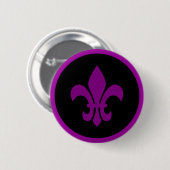 Paarse Fleur de Lis Ronde Button 5,7 Cm (Voorkant /achterkant)