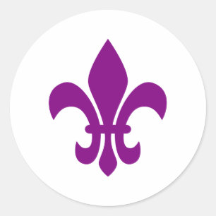 Paarse Fleur de Lis Ronde Sticker