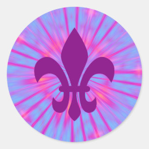 Paarse Fleur de Lis Ronde Sticker