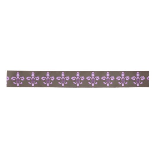 Paarse Fleur de Lys Satin Ribbon Lint (Voorkant)