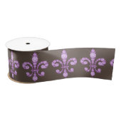 Paarse Fleur de Lys Satin Ribbon Lint (Spoel)