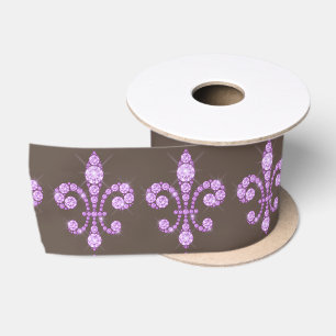 Paarse Fleur de Lys Satin Ribbon Lint