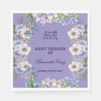 Paarse Flora Vlasbloesemballon Baby shower Servet