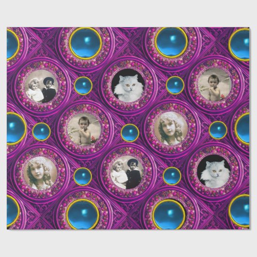 PAARSE FLORAAL CHRISTMAS CROWN, BLAUW GEM FOTO LIJ CADEAUPAPIER (Vlak)