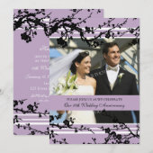 Paarse Floral 10e Jubileum Kaart (Voorkant / Achterkant)