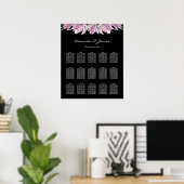 Paarse Floral 15 Tabel Zetel Poster (Thuiskantoor)