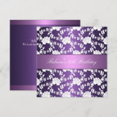 Paarse Floral 30th Birthday Elegant Kaart (Voorkant / Achterkant)