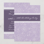 Paarse Floral 90e verjaardag Kaart (Voorkant / Achterkant)