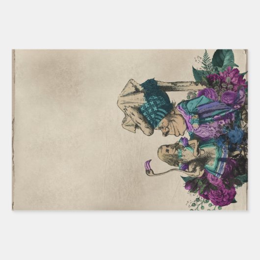 Paarse Floral Alice in Wonderland met Duchess Inpakpapier Vel (Voorkant)