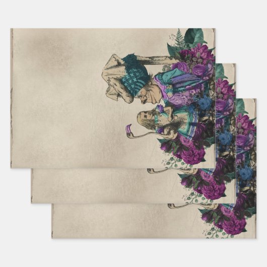 Paarse Floral Alice in Wonderland met Duchess Inpakpapier Vel (Set)