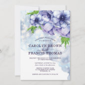 Paarse Floral Anemone Wedding Kaart (Voorkant)