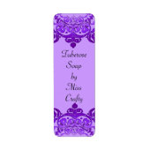 Paarse Floral Art Custom Craft Labels (Voorkant)