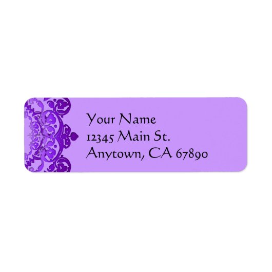 Paarse Floral  Art Return Address Labels (Voorkant)