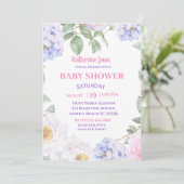 Paarse Floral Baby shower Kaart (Staand voorkant)