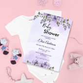 Paarse Floral Baby shower Kaart