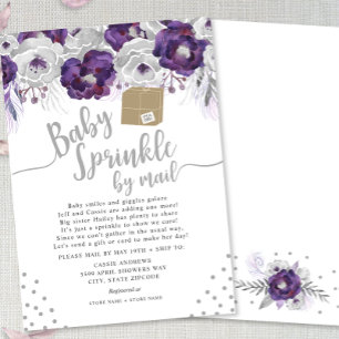 Paarse Floral Baby Sprinkle per mail Kaart