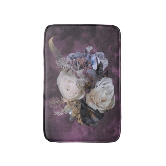 Paarse Floral Bath Mat (Voorkant Verticaal)