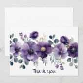 Paarse Floral Bedankkaart (Voorkant / Achterkant)