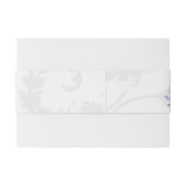 Paarse Floral Berries en grijze Damask Uitnodigingen Wikkel (Achterkant Voorbeeld)