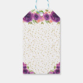 Paarse Floral Blonde Hair Girl Happy Birthday Cadeaulabel (Achterkant)