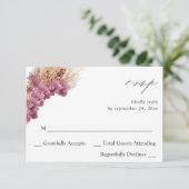 Paarse Floral Boho no Meal RSVP (Staand voorkant)