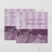 Paarse Floral Bridal Luncheon Kaart (Voorkant / Achterkant)