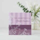Paarse Floral Bridal Luncheon Kaart (Staand voorkant)